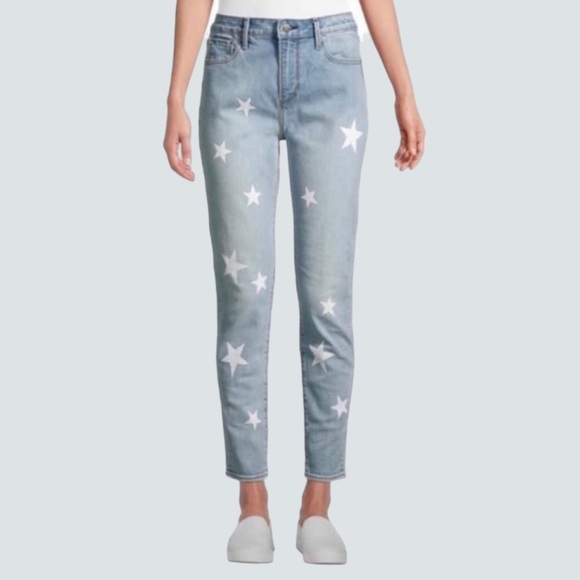DRIFTWOOD Denim - Driftwood x Free People Jackie High Rise Star Jeans Light Blue Wash Size 28 EUC